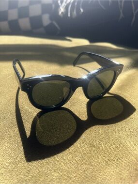 Celine Black Leather Eyewear Case with Gold Logo